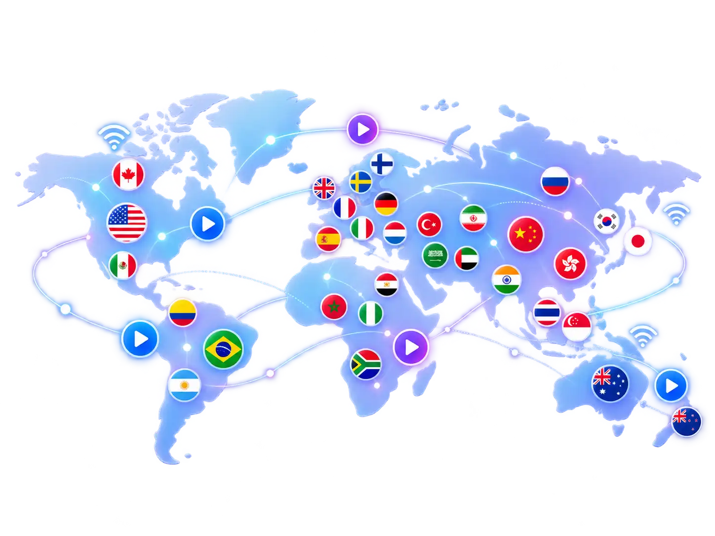 Prime Salto IPTV Sender Weltkarte und globale Live TV Abdeckung